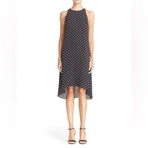 Theory Adlerdale Haze Polka Dot Shift Sleeveless Silk Dress Black White 10 $365